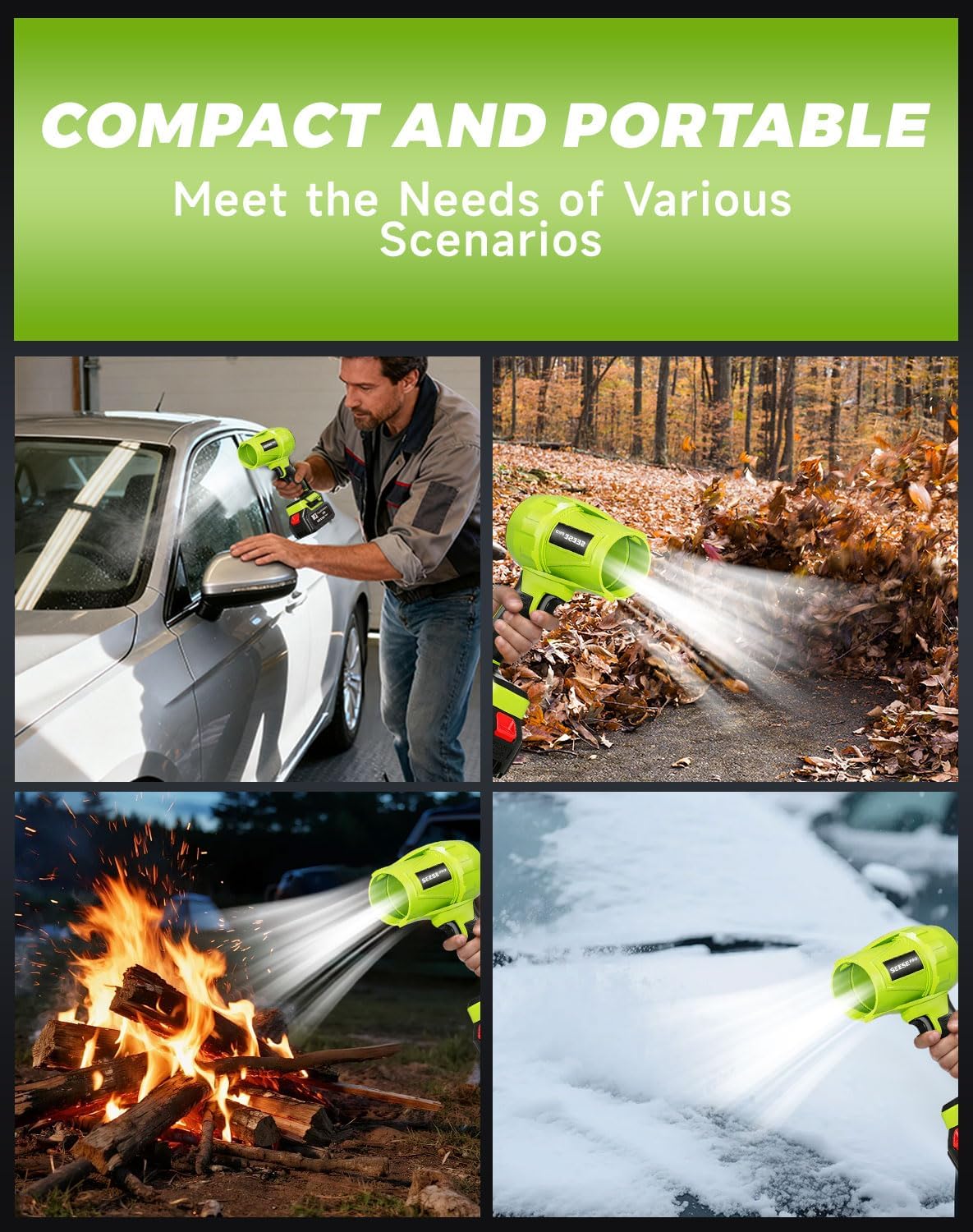 Pro Blower – Handheld Cordless Turbo Jet Blower 1000g, Ultra-Light, Ultra-Powerful, 1200 CFM, 50-Minute Runtime (1 Battery Set)