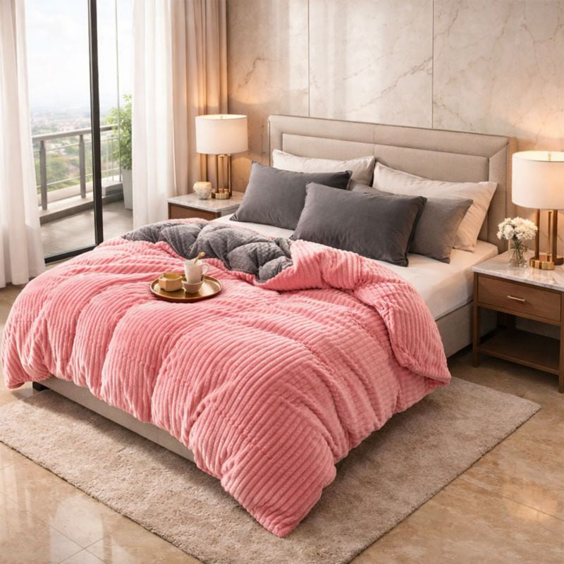 Nordic Coral Velvet Winter Duvet Cover