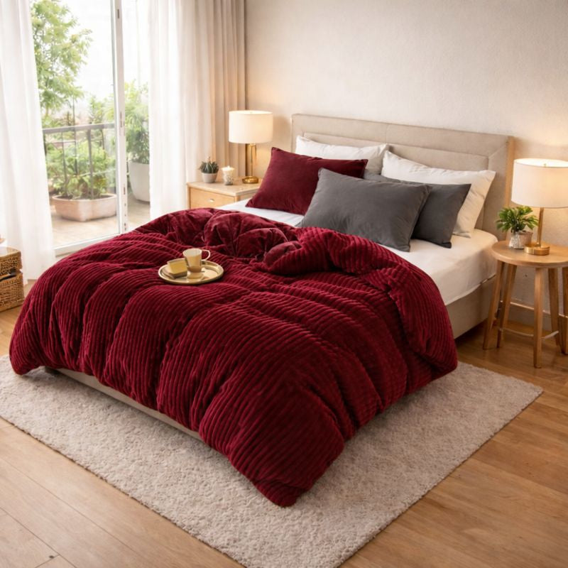 Nordic Coral Velvet Winter Duvet Cover