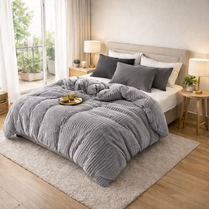 Nordic Coral Velvet Winter Duvet Cover