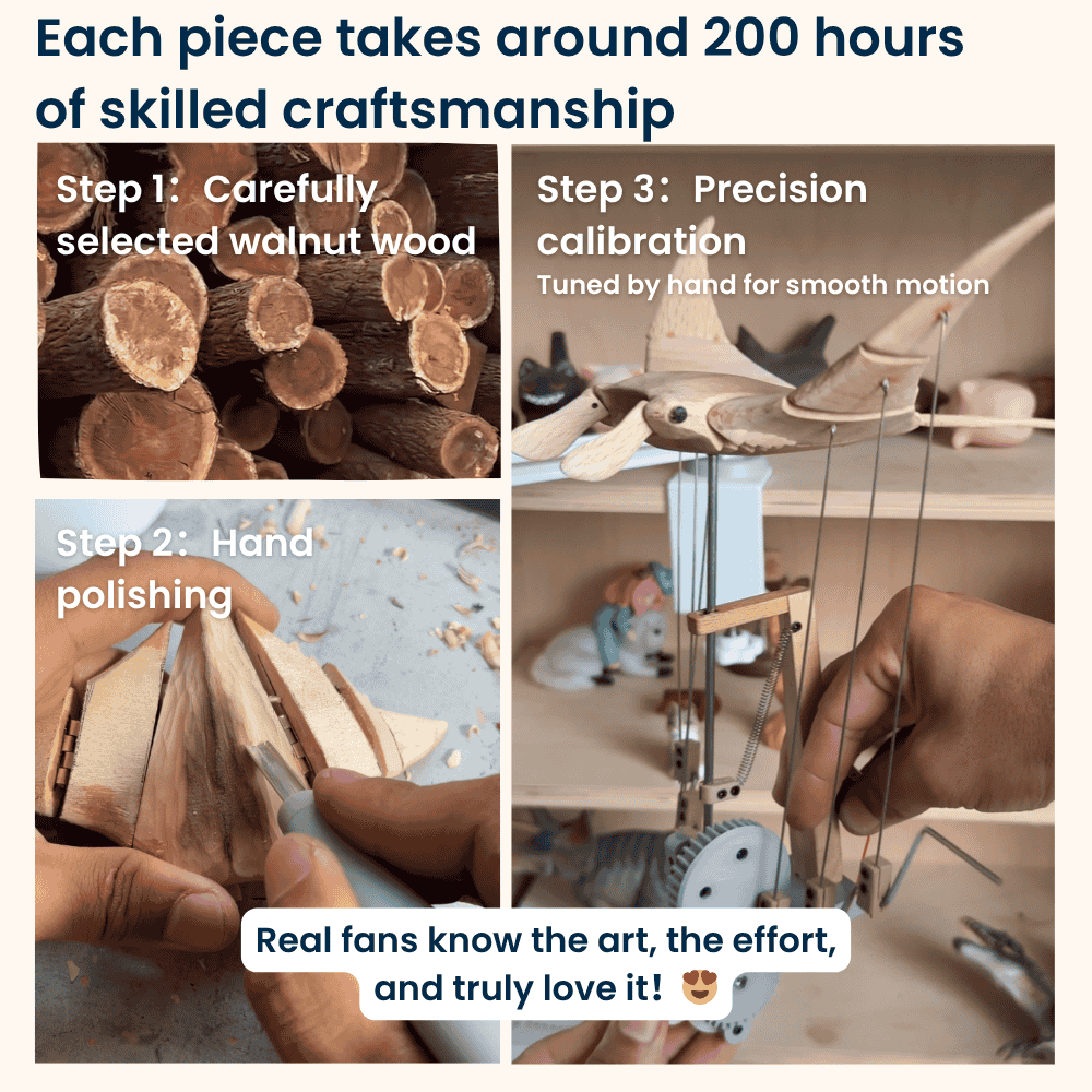 Artisan Wooden Manta Ray Automaton