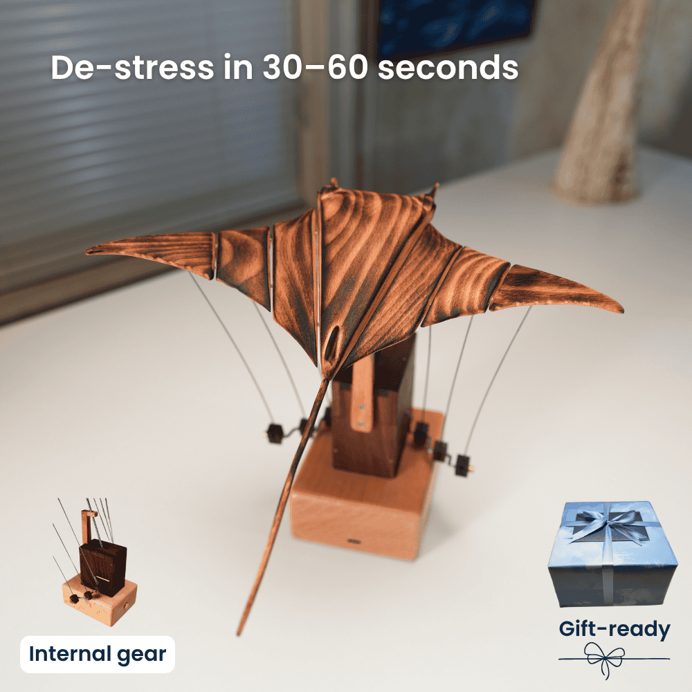 Artisan Wooden Manta Ray Automaton